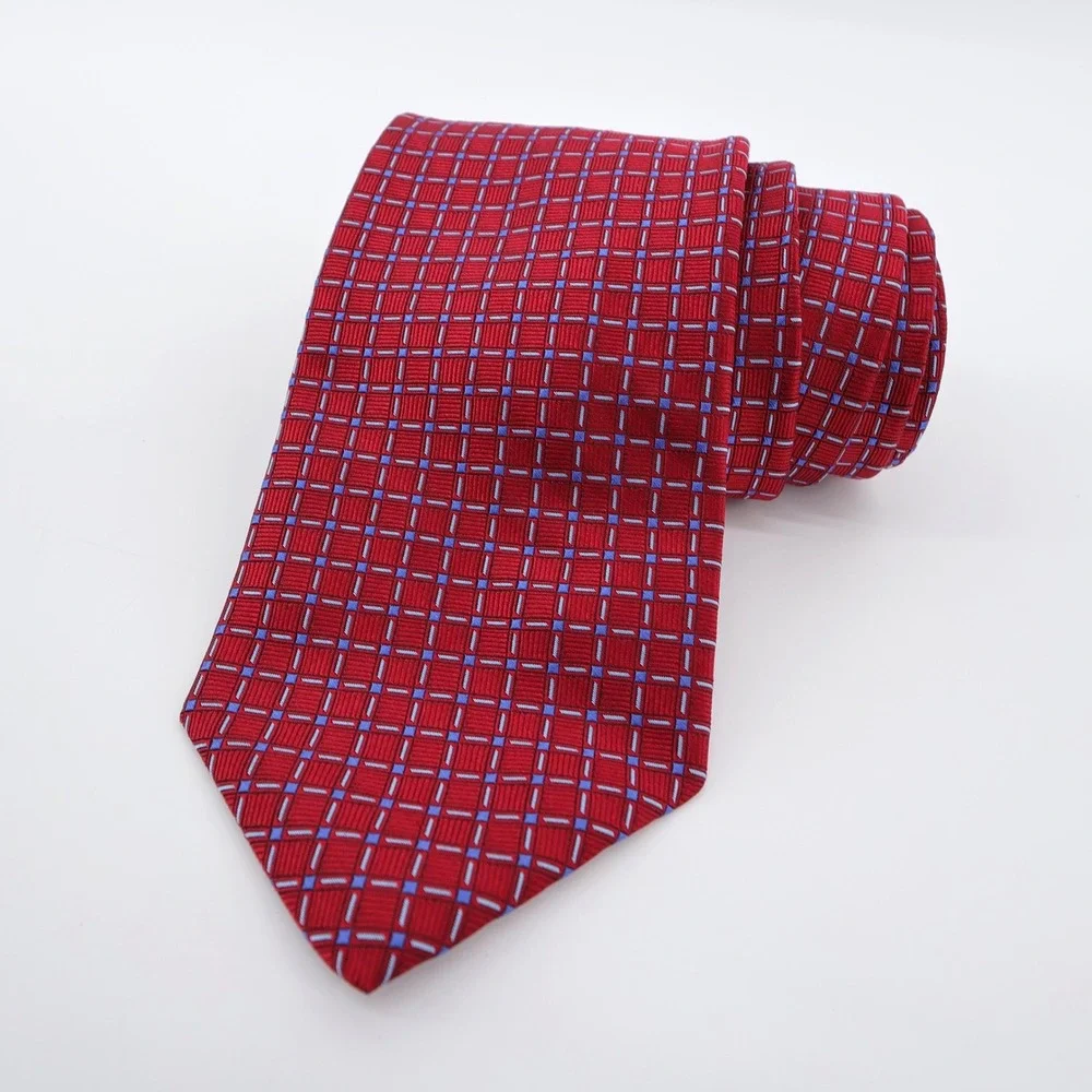 Brooks Brothers Tie Geometric Silk Necktie Red‎ One Size Mens OS